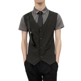714-H6004P55控69/发型师ktv酒吧衬衫修身假两件工作制服假背带，男装衬衫，星座714(原C313)