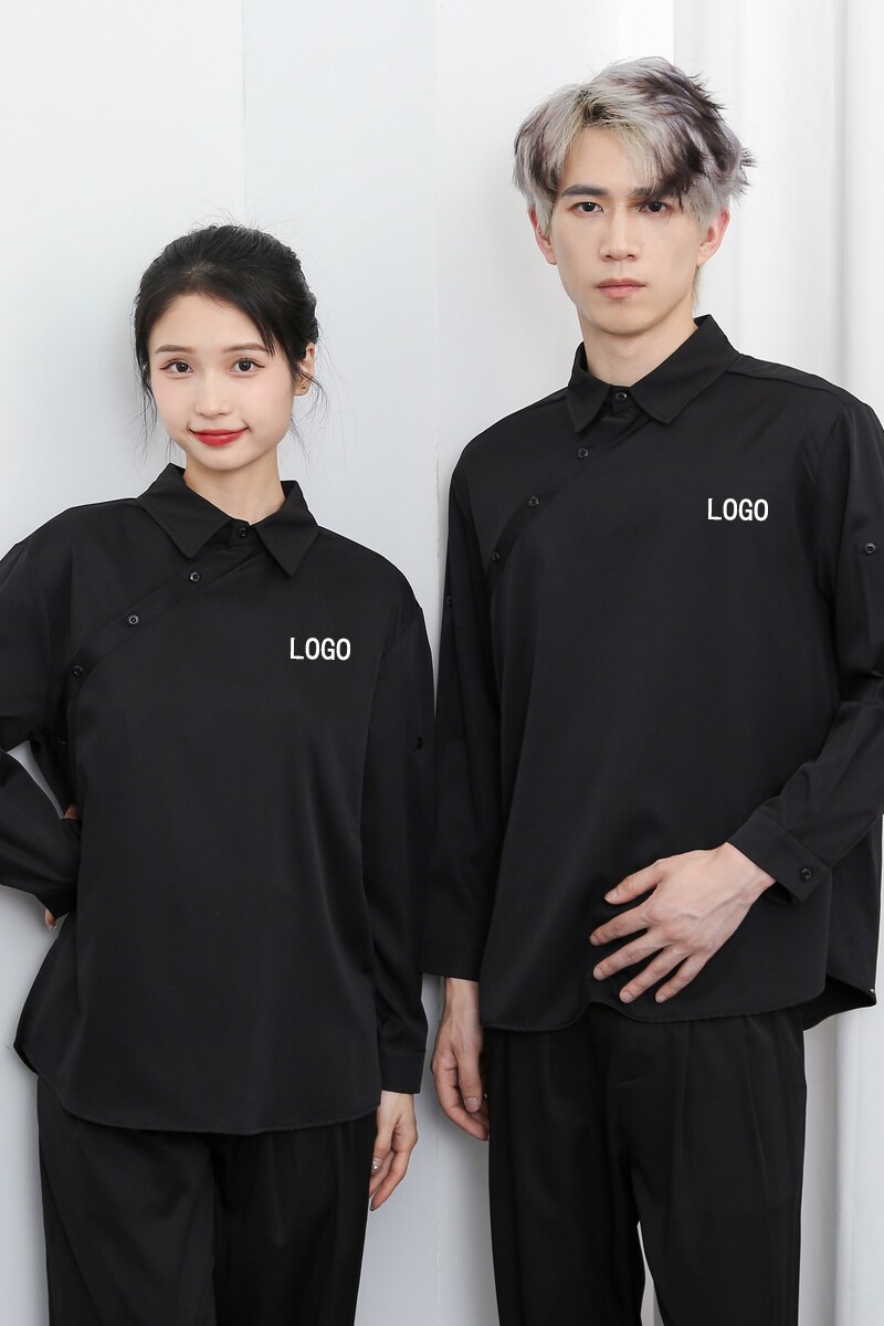 714-F3063P50控69/2025春季风套头长袖工作服衬衫餐厅理发店,男装衬衫,星座714(原C313)