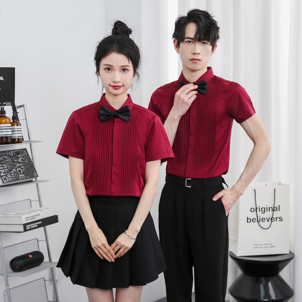 714-Y340P40控59/2025夏季短袖衬衫法师礼服修身伴郎主持服工作服,男装T恤,星座714(原C313)