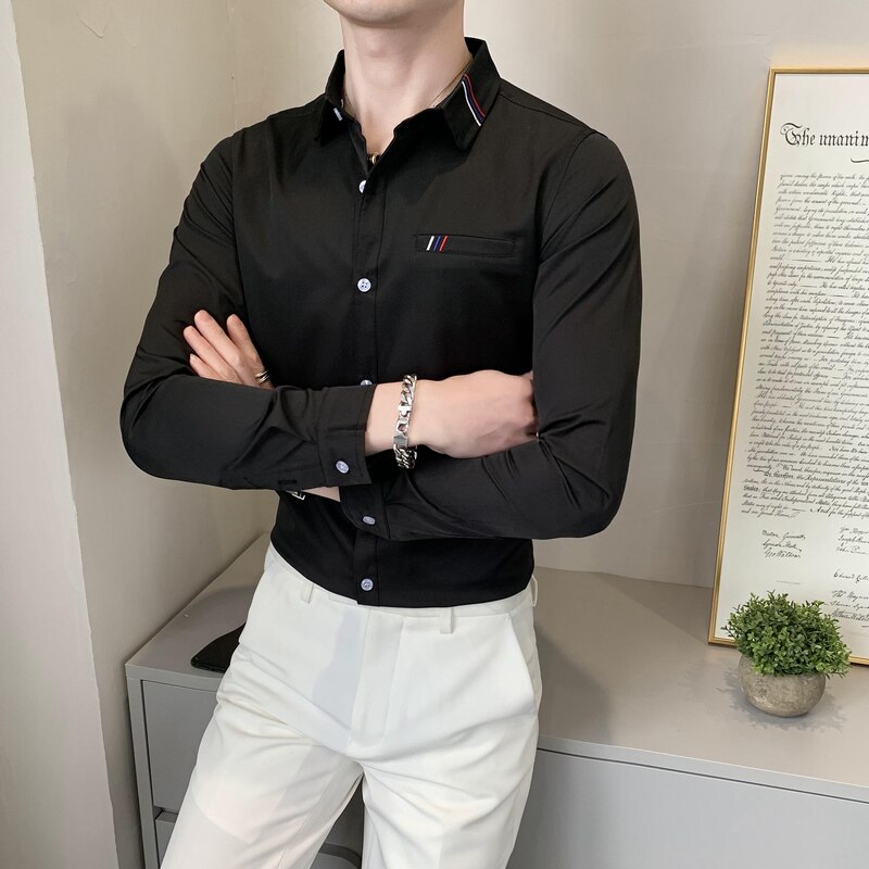 714--D05P45/英伦店主风2025春季男士发型师长袖衬衫衬衣S-5XL,男装衬衫,星座714(原C313)