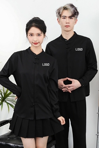 714-F3062P50控69/2025春风立领工作服衬衫餐厅理发店奶茶店图片