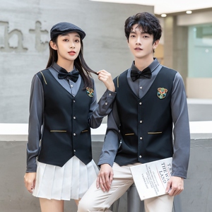 714-H667P55/2025情侣工作制服假两件衬衫衬衣S-5XL图片