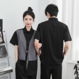 714-H3012P55控79/2025新款夏季日系假两件拼接发型师工作服衬衫，男装衬衫，星座714(原C313)