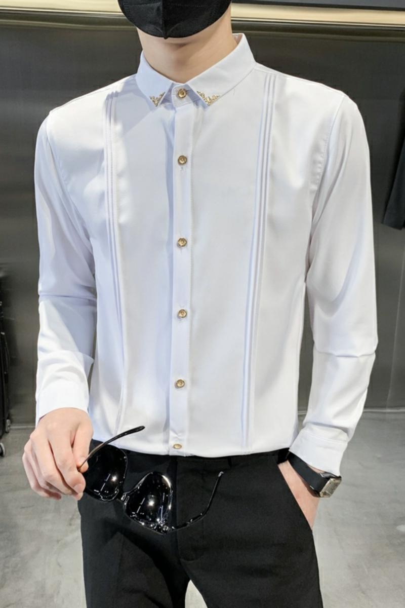 714-9223P40/店主风2025春季男士工作服衬衫潮流制服衬衣男,男装衬衫,星座714(原C313)