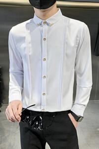 714-9223P40/店主风2025春季男士工作服衬衫潮流制服衬衣男图片