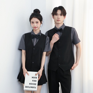 714-H3083P55控79/2025夏季短袖衬衫台球城工作服衬衫假两件制服图片