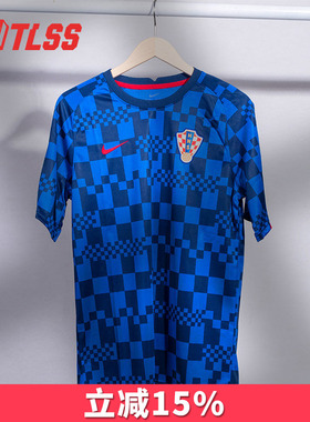 耐克NIKE 正品20-21赛季克罗地亚球迷版短袖训练足球服CD2576-452