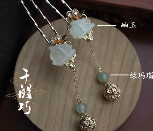 【024】百搭发簪步摇汉服配饰平价古风簪子复原发梳烧蓝点翠