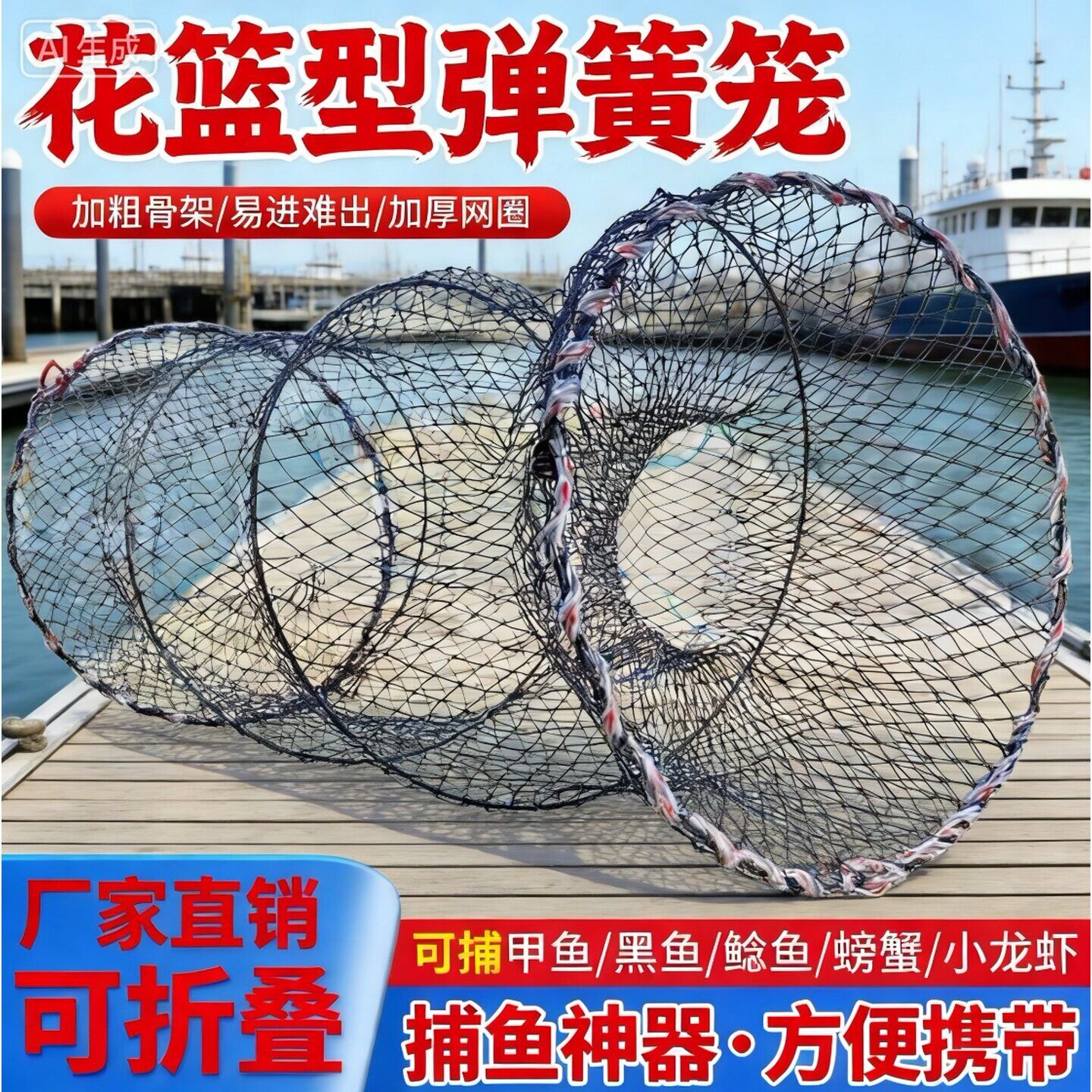 甲鱼笼乌龟鳖笼黑鱼鲫鱼渔网圆形折叠捕鱼花篮河虾笼抓鱼网螃蟹笼