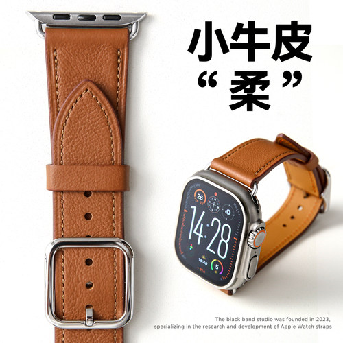 ultra4适用applewatch真皮手表带s12苹果s10/S11/S9意大利小牛皮8