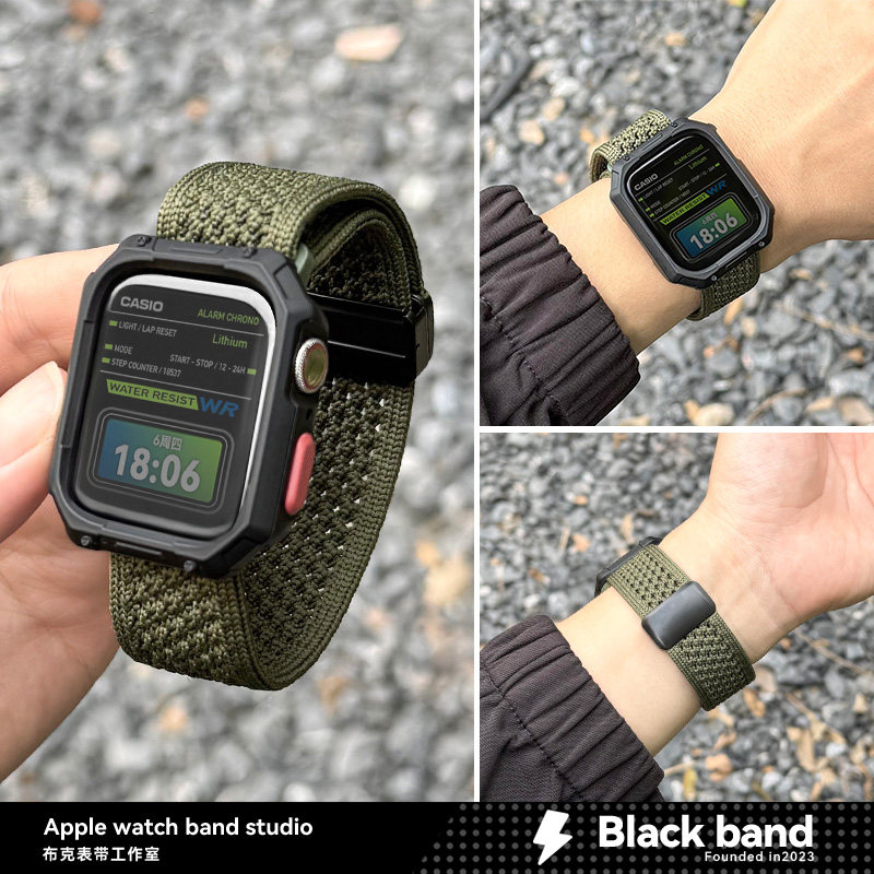 苹果s10手表ultra3透气se2尼龙s11磁吸apple/s12表带s8s9壳iwatch