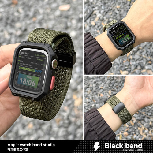苹果s10手表ultra3透气se2尼龙s11磁吸apple/s12表带s8s9壳iwatch