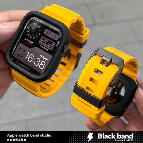 适用于s11苹果S8手表ultra3金属环扣S10橡胶s7表带s9壳iwatch/SE2