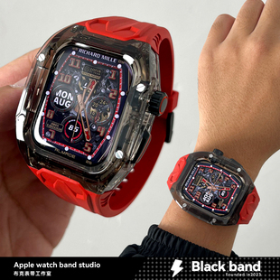 适用s11苹果手表ultra3改装 SE透明壳iwatch apple理查德s10表带s9