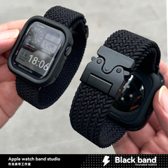 适用于s10苹果手表ultra2尼龙编织金属伞扣式s7表带s8/s9壳iwatch