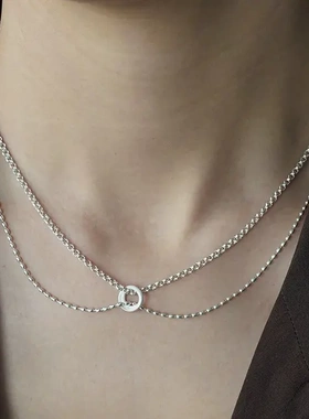 爱记臻系列纯银双链扣环短项链