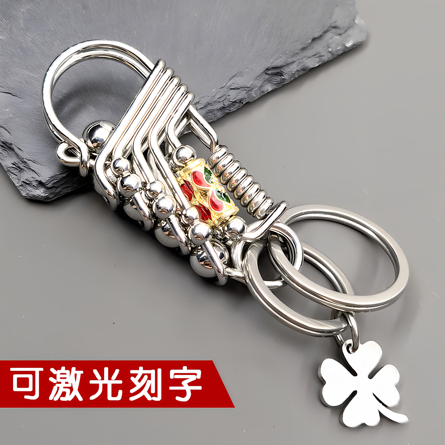 快手网红钥匙扣男纯手工高档不锈钢个性定制礼品小鸟创意车钥匙链