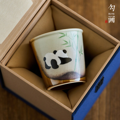 手绘国宝可爱熊猫品茗茶杯