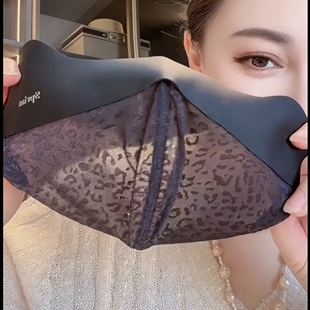 夏季新款立体豹纹网纱防晒口罩女高颜值显脸小户外骑行水洗w5028