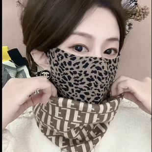 佳琪鑫鑫豹纹纯棉立体口罩护眼角可水洗防风保暖
