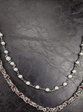 CGYYDS 24ss 青春版 时尚先锋简约双层夹珠镶嵌宝石包链手工裤链