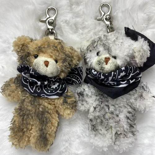 CGYYDS福利 公仔小熊挂件DIY脏染做旧手工配饰可爱毛绒玩偶钥匙扣
