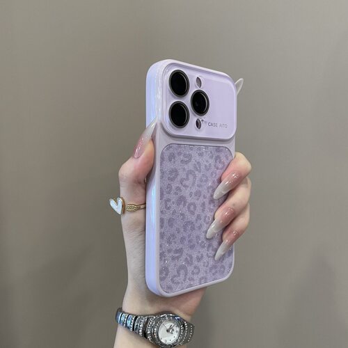 闪粉爱心豹纹iPhone17Pro手机壳