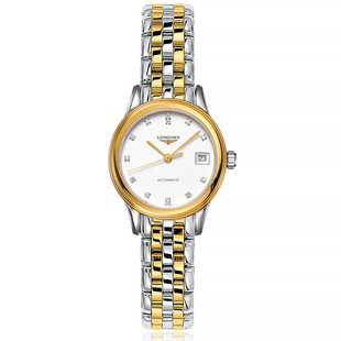 瑞士浪琴Longines军旗系列间金镶钻自动机械女表L4.274.3.27.7