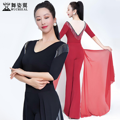 舞姿翼形体服中袖单上衣飘纱裤子