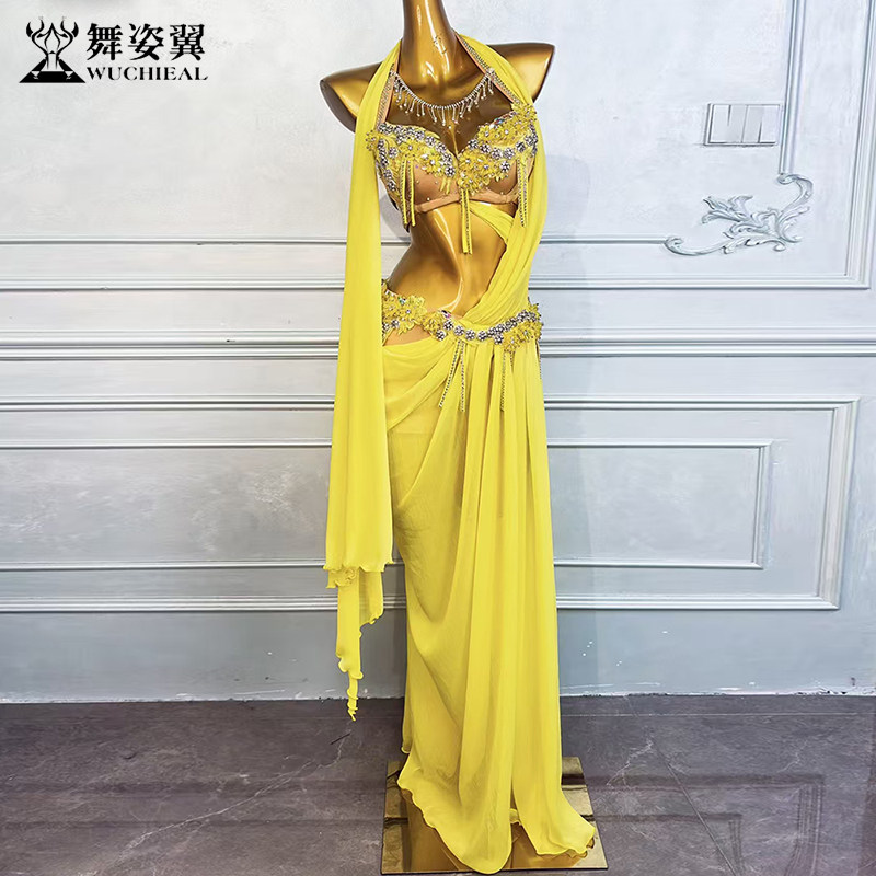 舞姿翼演出服重工珠花飘纱套装