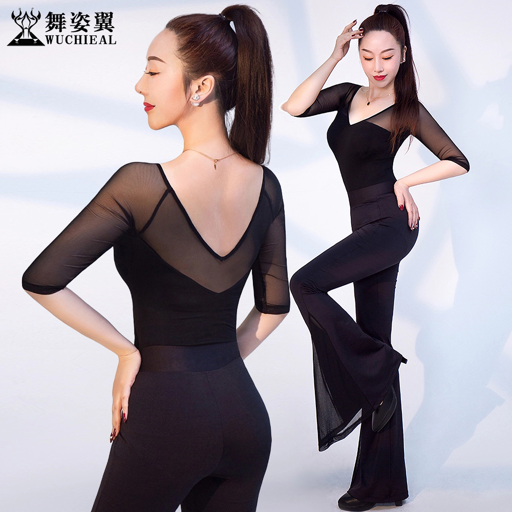 舞姿翼形体服中袖V领带胸棉套装