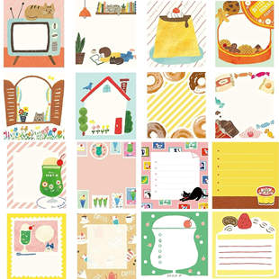 【分装】日本 古川纸工复古昭和风可爱猫咪布丁樱桃果汁 手帐便签