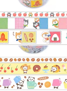 【分装】日本 world craft 可爱柴犬猫咪熊猫趣味和纸胶带 手帐