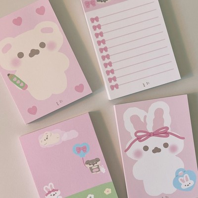 【分装】 韩国 nhee 可爱兔子小熊粉色蝴蝶结list 手帐便签