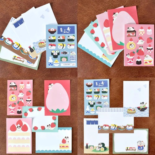 【分装】日本Papier Platz concombre联名可爱草莓寿司猫咪 便签