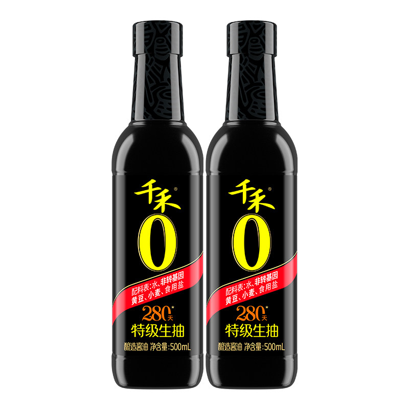 千禾0酱油头道原香280天500ml特级生抽炒菜凉拌酿造酱油小瓶装图片