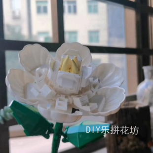 积木拼装花送女生闺蜜高颜值礼物栀子花玫瑰情人节成人diy玩具
