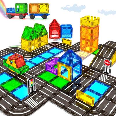 Magnetic Tiles Road Magnet Building Blocks Construction Toys