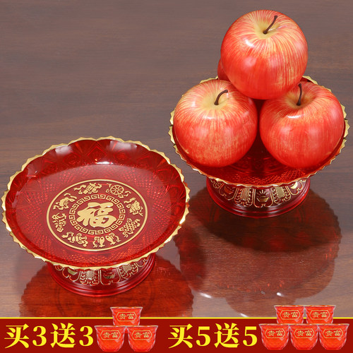 家用供盘佛前塑料红色财神爷水晶