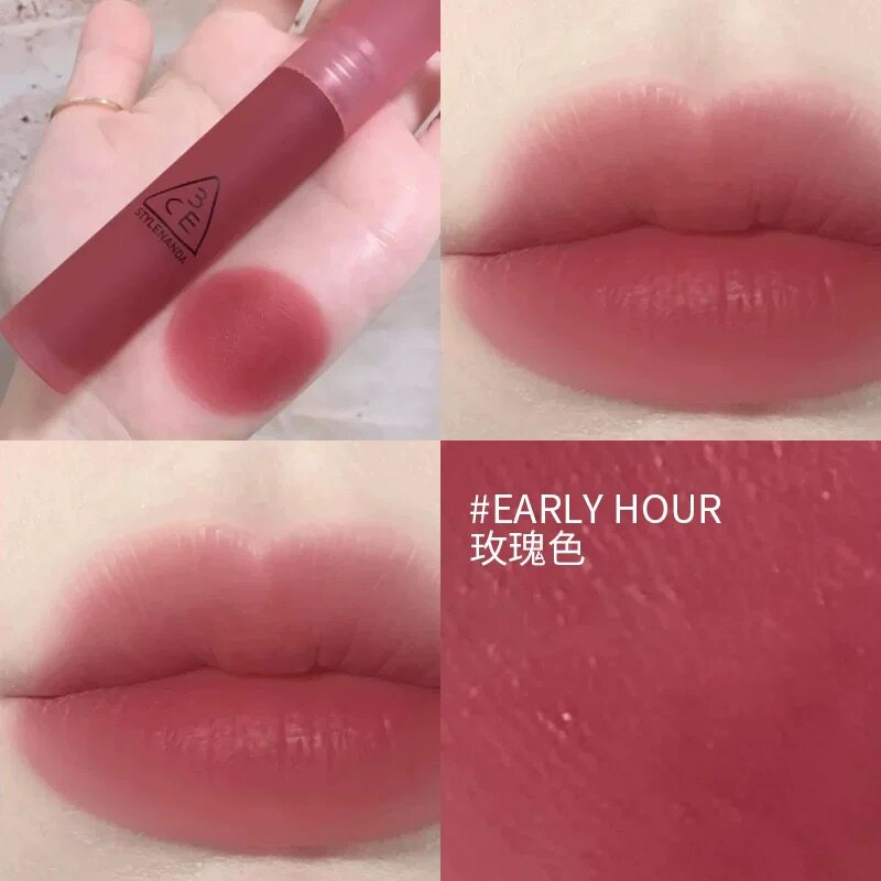 3ce水雾唇釉early hour烟粉玫瑰laydown肉桂乌龙云朵唇釉devotee