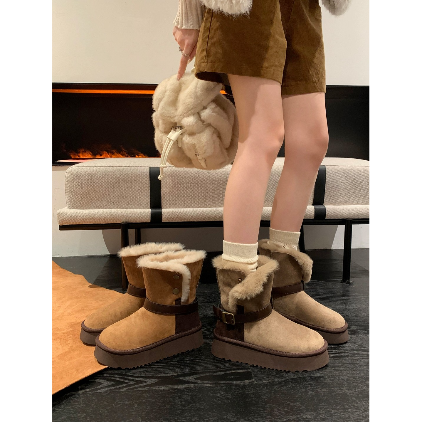 冬之快车～羊皮毛一体保暖雪地靴