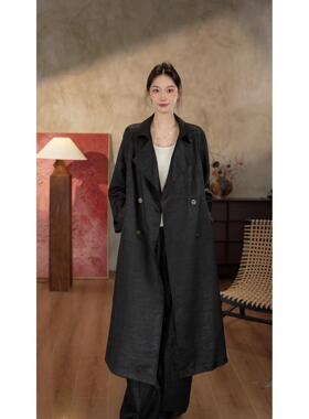 【墨韵生香】100%桑蚕丝气质新中式香云纱百搭休闲阔版风衣206560