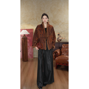 长袖 国风真水貂毛加厚款 桑蚕丝新中式 棉服20656147 华韵