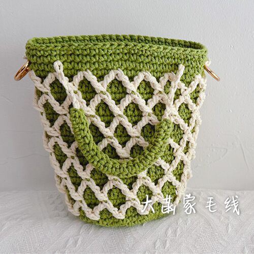 大菡家毛线菱格水桶包编织材料