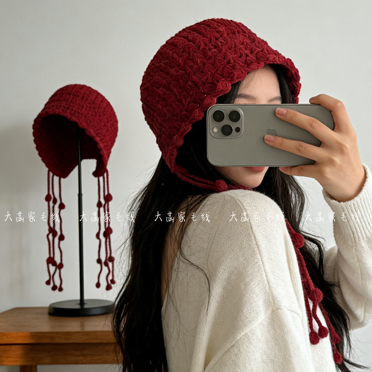 手工编织流苏水母帽 牛奶棉 亲子保暖护耳帽新年礼物打发时间材料,服饰配件/皮带/帽子/围巾,DIY编织材料包,淘宝优惠券,粉丝福利购,淘宝优惠卷