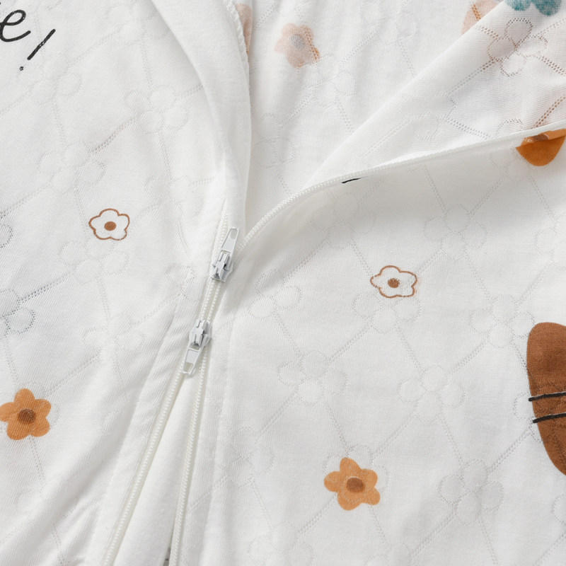 OLDER CHILDRENS SUMMER THIN ONE-PIECE PAJAMAS BAMBOO FIBER CARTOON BABY SHORT SLEEVE BOYS GIRLS CHILDRENS AIR CONDITIONED CLOTHES LONG SLEEVE LOUNGEWEAR