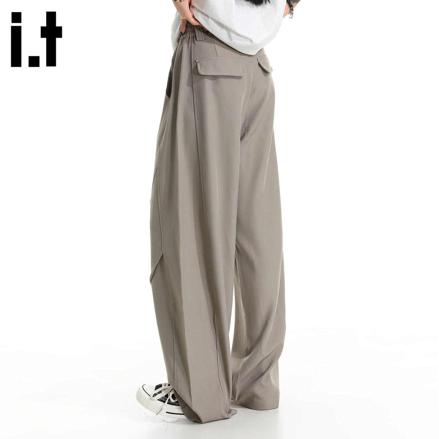 New Bcfauae NB美式松紧腰西装阔腿裤男女款夏季宽松休闲长裤