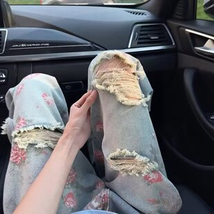 男款 NB满印玫瑰花朵牛仔裤 春季 美式 子慵懒风松 New 复古裤 Bcfauae