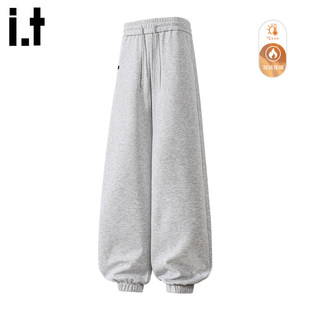 New Bcfauae NB男士宽松休闲裤冬季加绒加厚保暖阔腿运动灯笼裤子