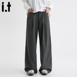 New Bcfauae NB灰色这张设计西装裤阔腿裤男女秋季高级感长裤